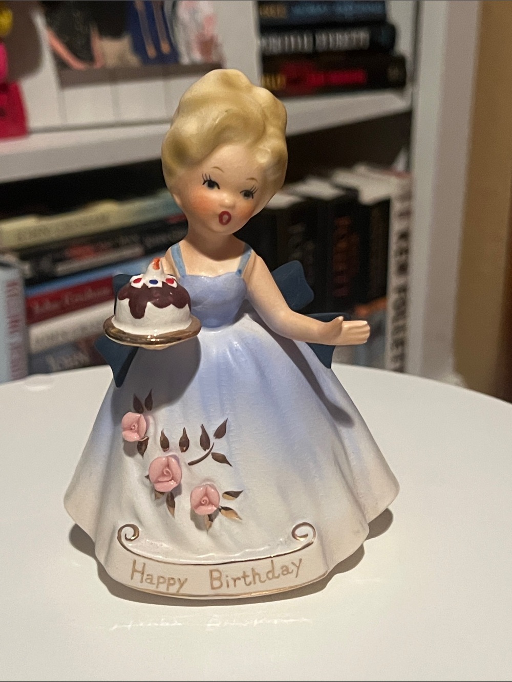 Enesco Ceramic 'Happy Birthday' girl in Light Blue planter